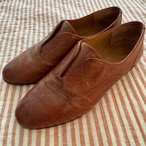 FRYE WOMENS SLIP ON SHOES 8 COMFORT RUBBER SOLE LOAFERS BROWN LEATHER
